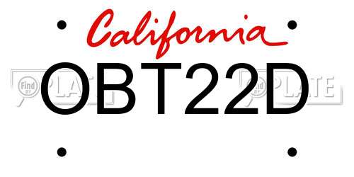 OBT22D California License Plate