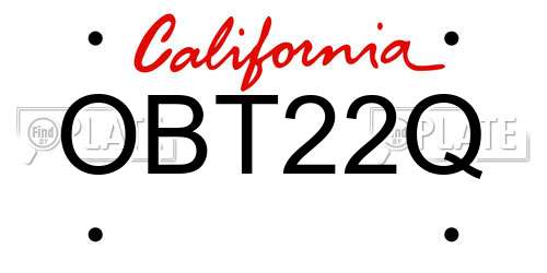 OBT22Q California License Plate