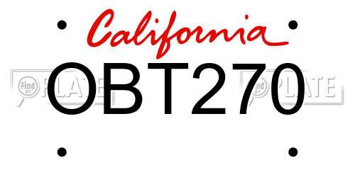 OBT270 California License Plate