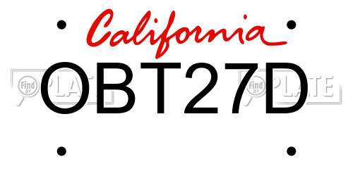 OBT27D California License Plate