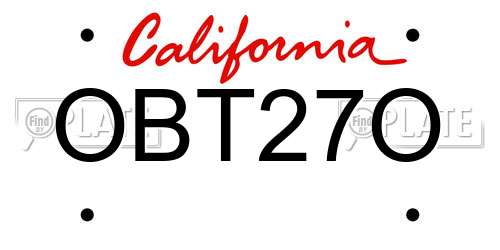 OBT27O California License Plate