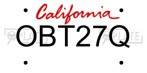 OBT27Q California License Plate