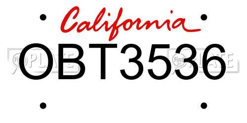 OBT3536 California License Plate