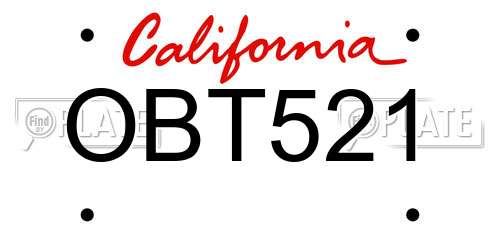 OBT521 California License Plate