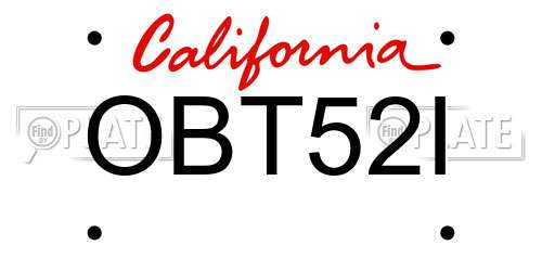 OBT52I California License Plate