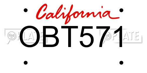 OBT571 California License Plate