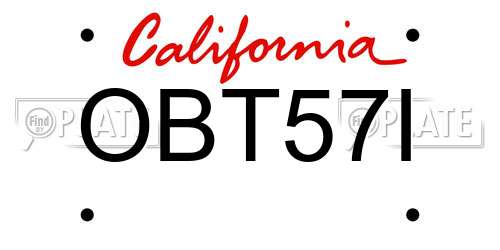 OBT57I California License Plate
