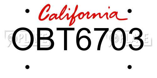 OBT6703 California License Plate
