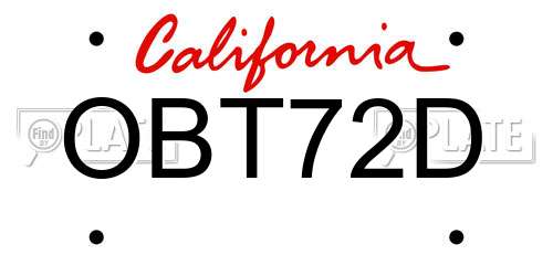 OBT72D California License Plate