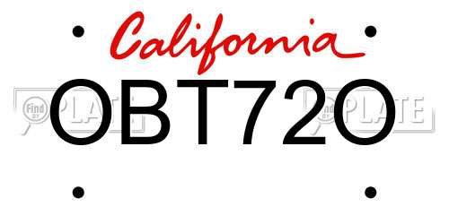 OBT72O California License Plate