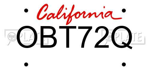OBT72Q California License Plate