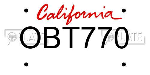 OBT770 California License Plate