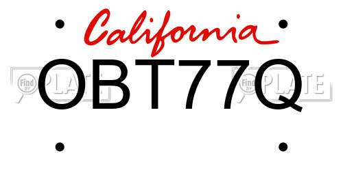 OBT77Q California License Plate