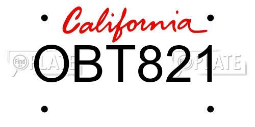 OBT821 California License Plate