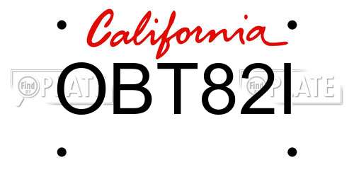 OBT82I California License Plate
