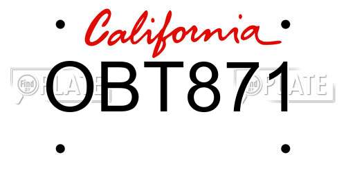 OBT871 California License Plate