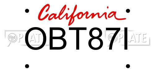 OBT87I California License Plate