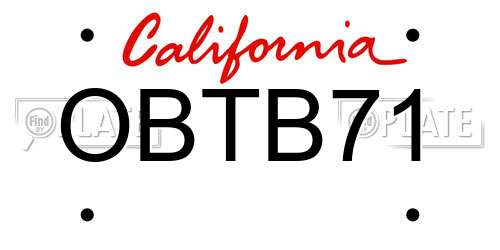 OBTB71 California License Plate