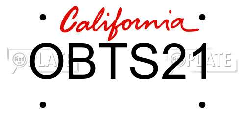 OBTS21 California License Plate