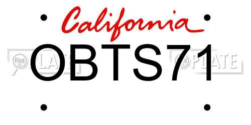 OBTS71 California License Plate