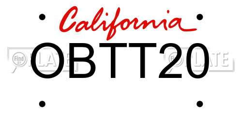 OBTT20 California License Plate