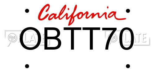 OBTT70 California License Plate