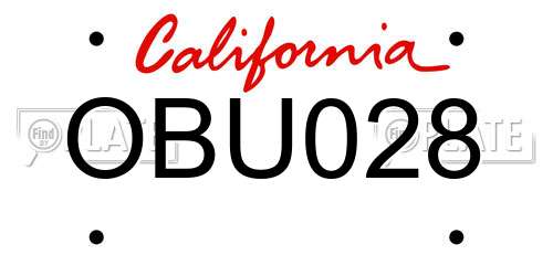 OBU028 California License Plate