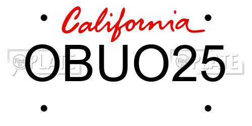 OBUO25 California License Plate