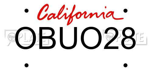 OBUO28 California License Plate