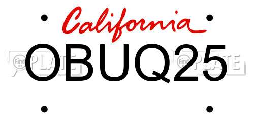 OBUQ25 California License Plate