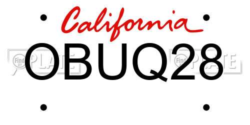 OBUQ28 California License Plate
