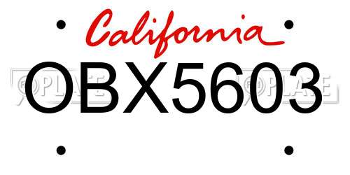 OBX5603 California License Plate