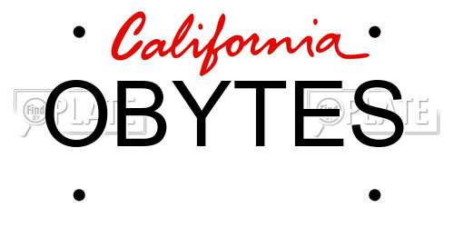 OBYTES California License Plate
