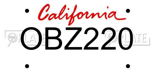 OBZ220 California License Plate