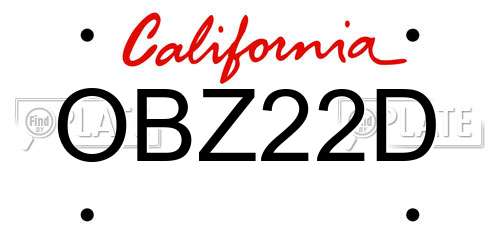 OBZ22D California License Plate