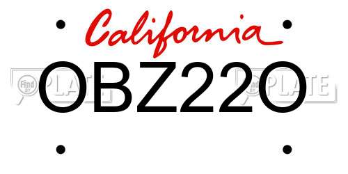 OBZ22O California License Plate