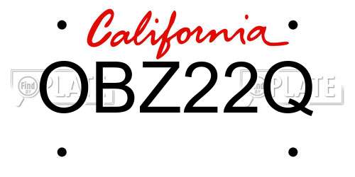 OBZ22Q California License Plate