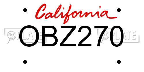 OBZ270 California License Plate