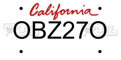 OBZ27O California License Plate