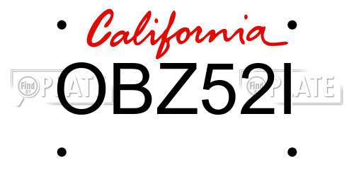 OBZ52I California License Plate