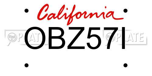 OBZ57I California License Plate