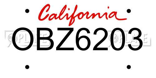 OBZ6203 California License Plate