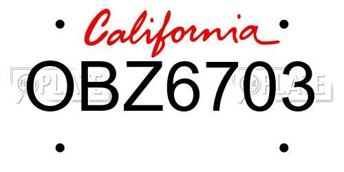 OBZ6703 California License Plate