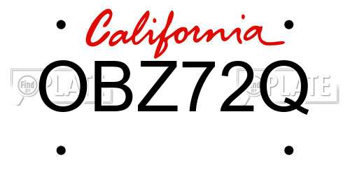 OBZ72Q California License Plate