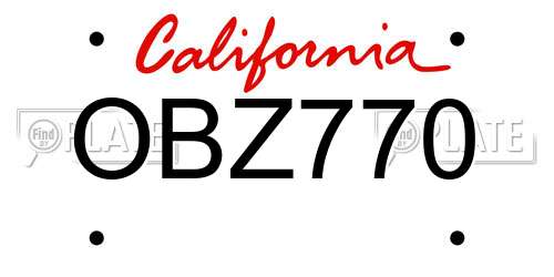 OBZ770 California License Plate