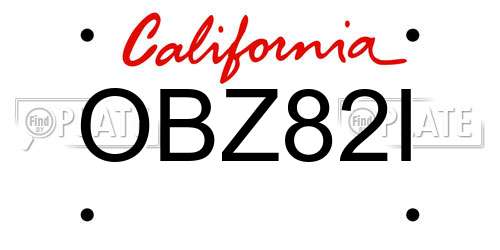OBZ82I California License Plate