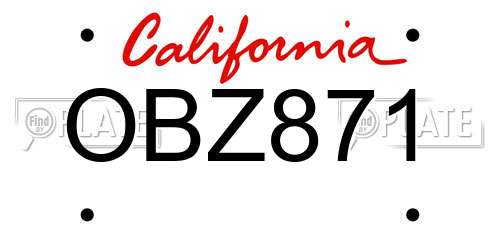 OBZ871 California License Plate