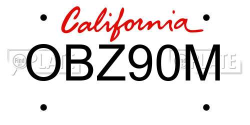 OBZ90M California License Plate