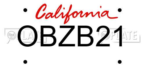 OBZB21 California License Plate
