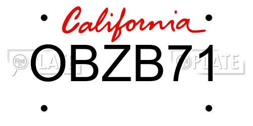OBZB71 California License Plate